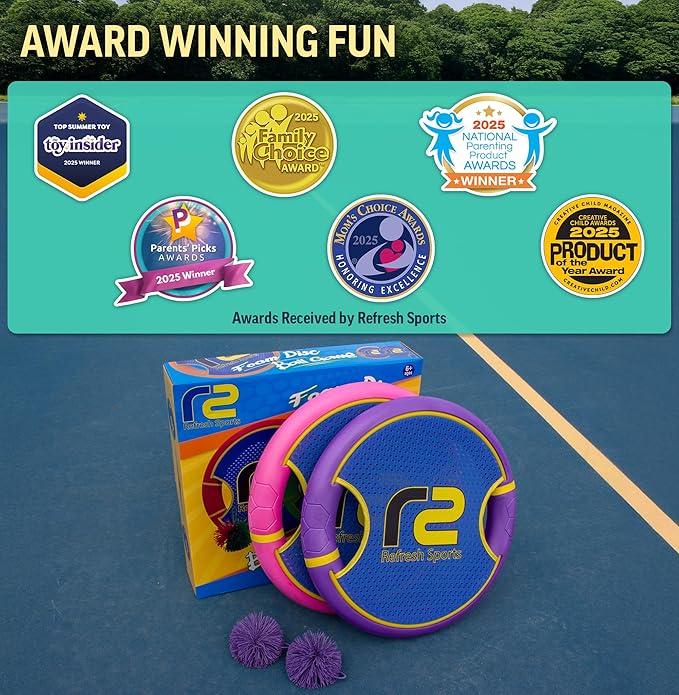 Fun Bouncy Paddle & Stringy Ball Toss & Catch Game - Easy to Use for Kids All Ages - Soft Foam Design for Safe Play Indoors or Outdoors - Also Works as Flying Disc - Great Gift Idea for Boys & Girls