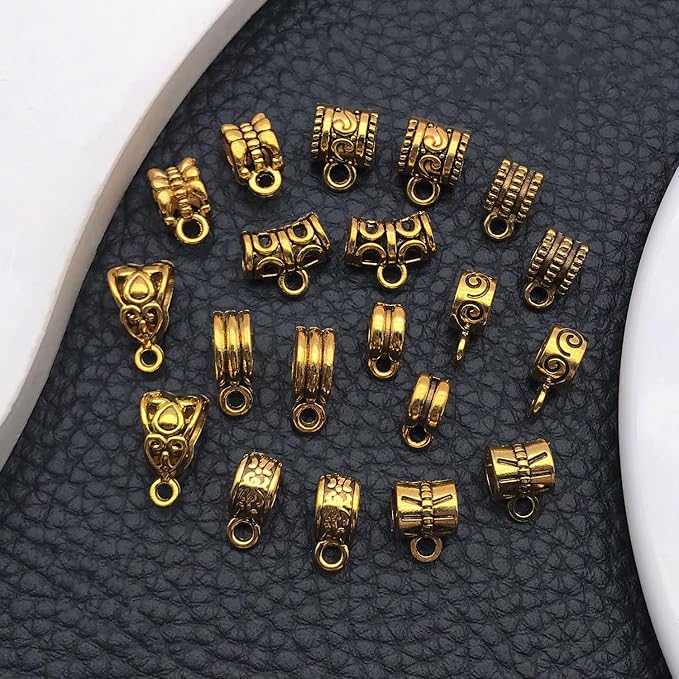 WOCRAFT 60pcs Antique Gold Bails Charms Bracelet Charms - Image 4