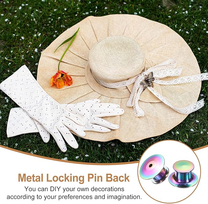 uxcell 40Pcs Metal Locking Pin Backs, Pin Keepers Locking Clasp Flat Head Clamp Needle Back Lock for DIY Brooch Crafts Badges Enamel Lapel, Multicolor