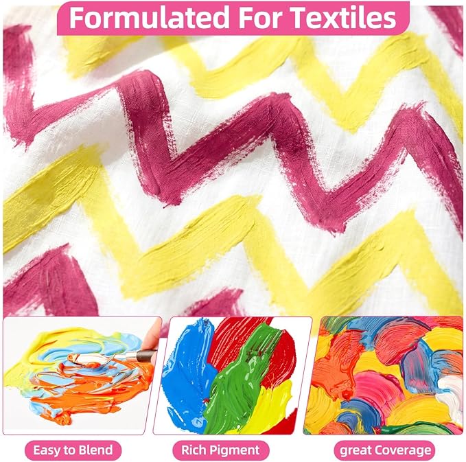 Colorful Fabric Paint Set for Clothes 12 Colors - Image 3