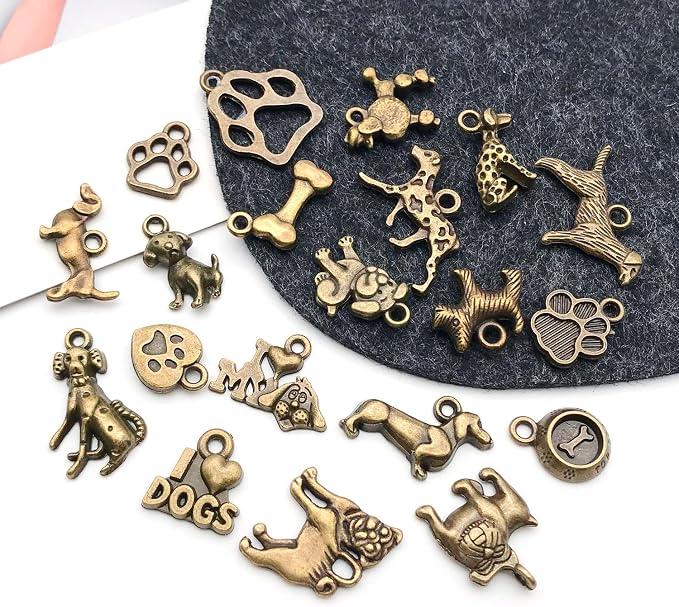 WOCRAFT 60pcs Antique Bronze Dogs Bracelet Charms - Image 3