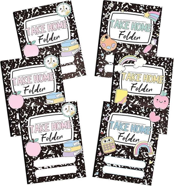 Outus 24 Pcs Pastel Composition 2 Pocket Folders Letter Size Take Home File by Outus