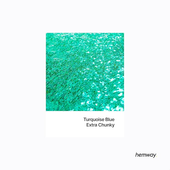 Hemway Polyurethane & Epoxy Resin Glitter 100g / 3.5oz Metallic Crystal Flake Additive for Flooring Jewelry Tumblers Glass Pigment - Extra Chunky (1/24" 0.040" 1mm) - Turquoise Blue