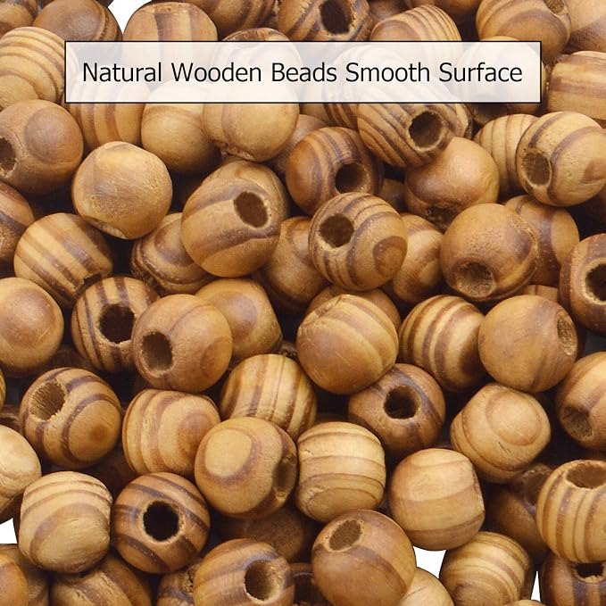 Natural Wooden Beads, 200 Pieces - 12mm Round - Image 4