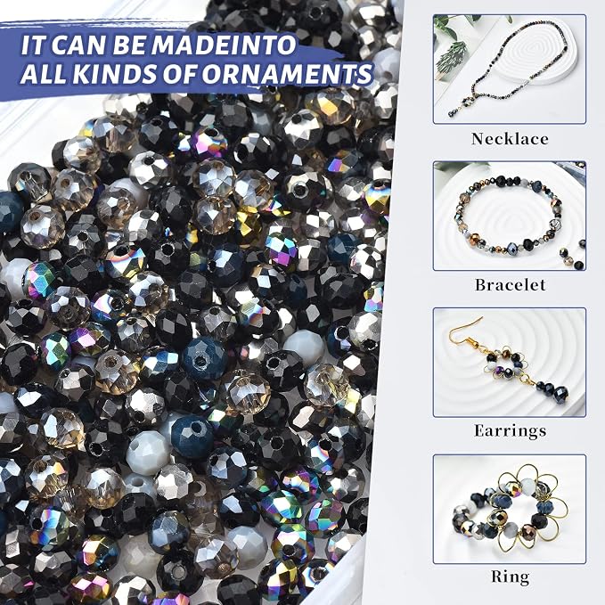 1000pcs Faceted Rondelle Beads, 4/6/8mm Crystal Glass Beads - Image 4