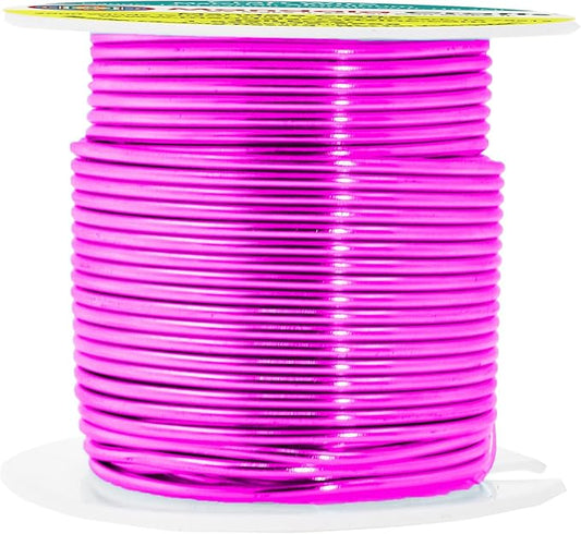 Mandala Crafts 14 Gauge Anodized Aluminum Craft Wire for Jewelry Making - 60 FT Colored Flexible Magenta Wire - Bendable for Bonsai Armature Crafting Sculpting