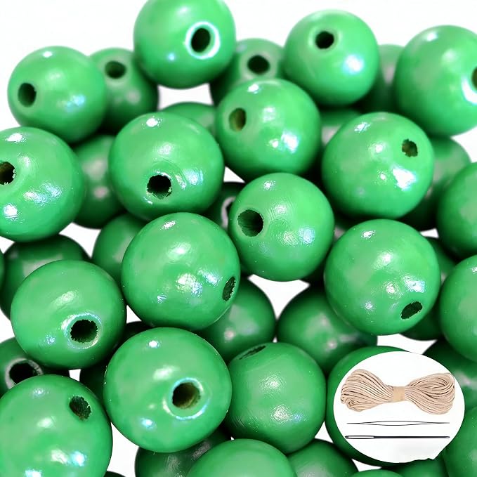 100 Pieces Green Wood Beads - 20mm by SMANTA