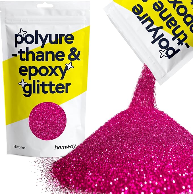 Hemway Polyurethane & Epoxy Resin Glitter 100g / 3.5oz Metallic Crystal Flake Additive for Flooring Jewelry Tumblers Glass Pigment - Microfine (1/256" 0.004" 0.1mm) - Dark Rose Pink