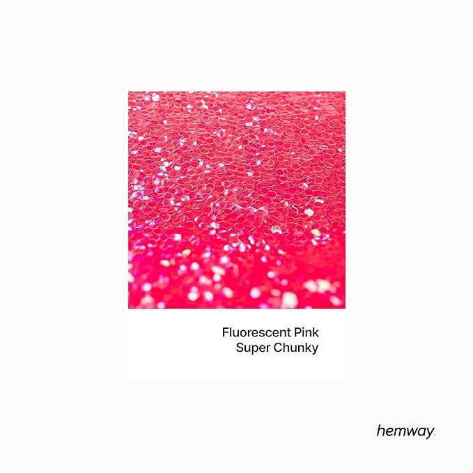 Hemway Polyurethane & Epoxy Resin Glitter 100g / 3.5oz Metallic Crystal Flake Additive for Flooring Jewelry Tumblers Glass Pigment - Super Chunky (1/8" 0.125" 3mm) - Fluorescent Pink