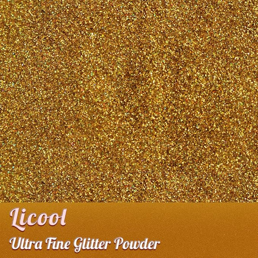 Holographic Extra Fine Glitter Powder, 100g Craft Glitter for Epoxy Resin, Iridescent Sequins, Loose Glitter for Face Body Hair Eye, Cosmetic Glitter for Festival Decoration (Laser Gold)