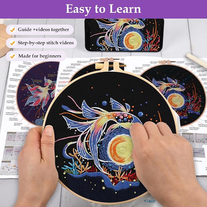 Uniartfy 3 Sets Hand Embroidery Starter Kits - Image 3
