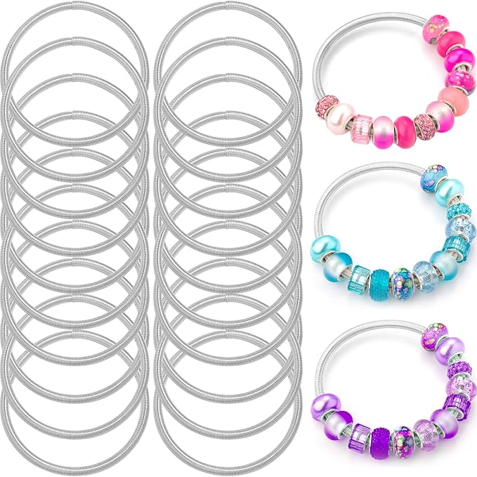 20 Pieces Snake Charm Bracelet, 4mm Expandable Charm Bangle Bracelets Silver by BRACELETMAKINGKIT