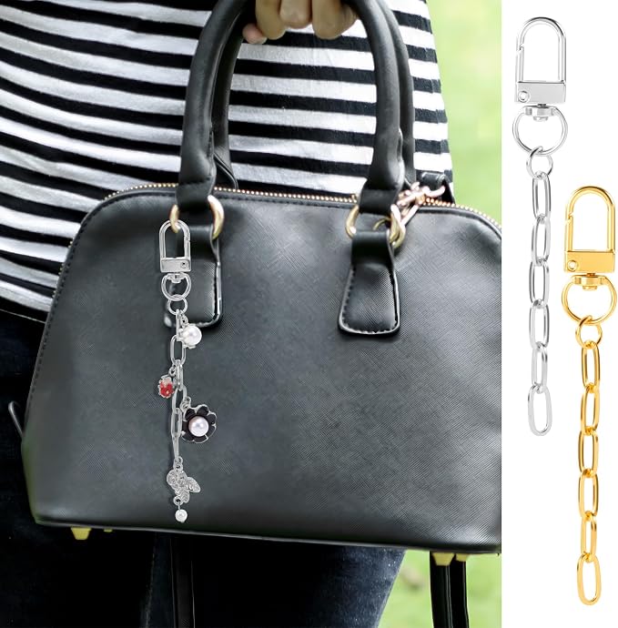 30pcs Gold & Silver Keychain Making Kit, Key Ring Swivel Snap Hook Chains - Image 6