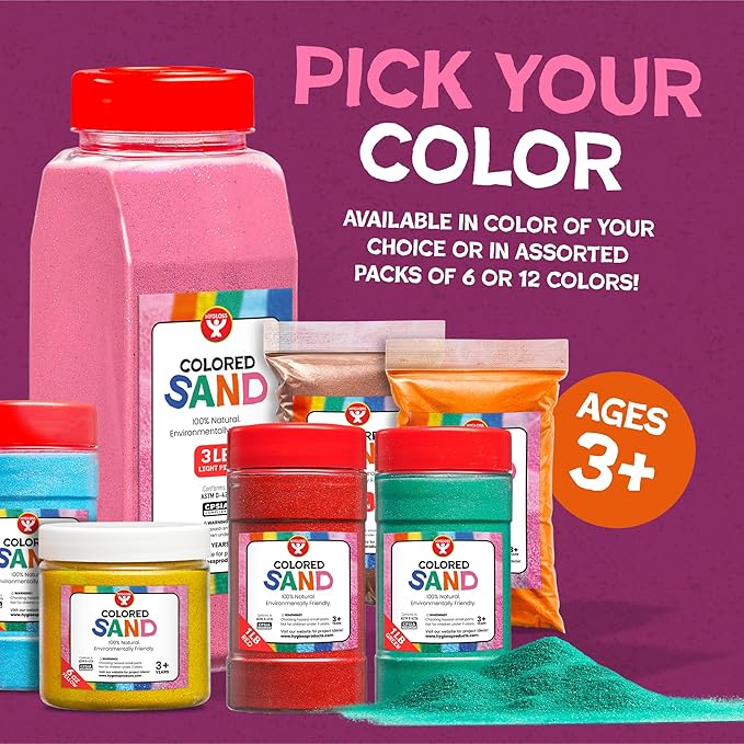 Hygloss Colored Sand for Crafts – 1 lb Bottle, Bright Rainbow – Vibrant - Image 3