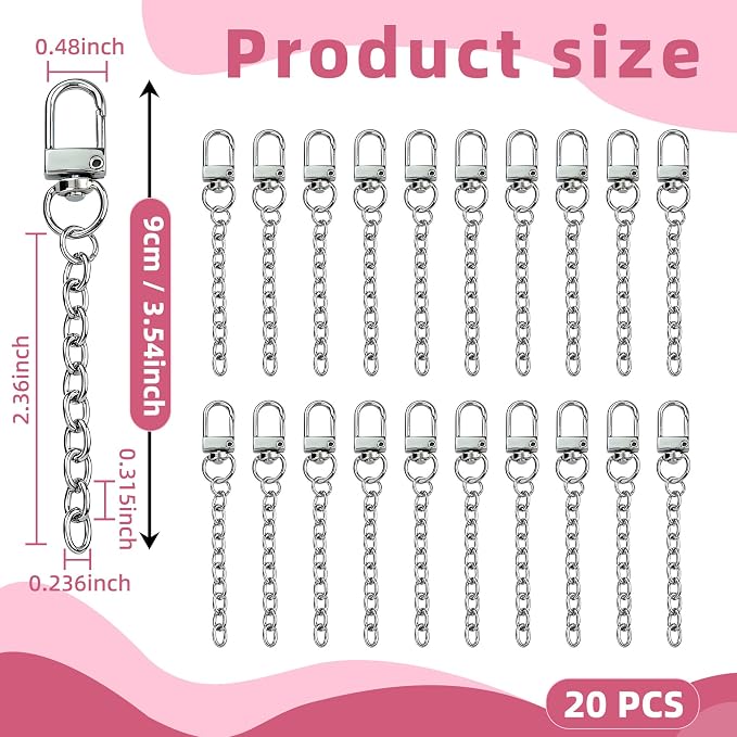 NCIWAN 20 PCS Keychain Making Kit Swivel Snap Hook Lobster Claw Clasps and - Image 3