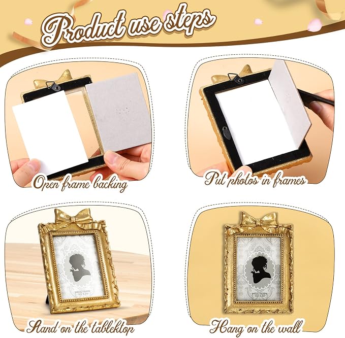 Vicenpal 3 Pcs Tiny Picture Ornate Frames 2.5 x 3.5 Inch Small Vintage Oval - Image 6