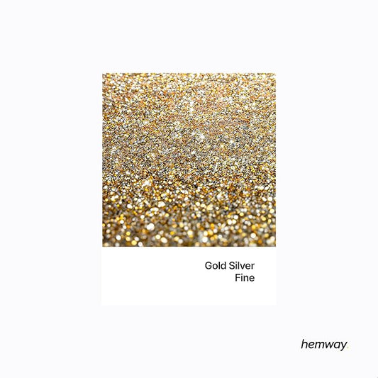 Hemway Polyurethane & Epoxy Resin Glitter 100g / 3.5oz Metallic Crystal Flake Additive for Flooring Jewelry Tumblers Glass Pigment - Fine (1/64" 0.015" 0.4mm) - Gold Silver