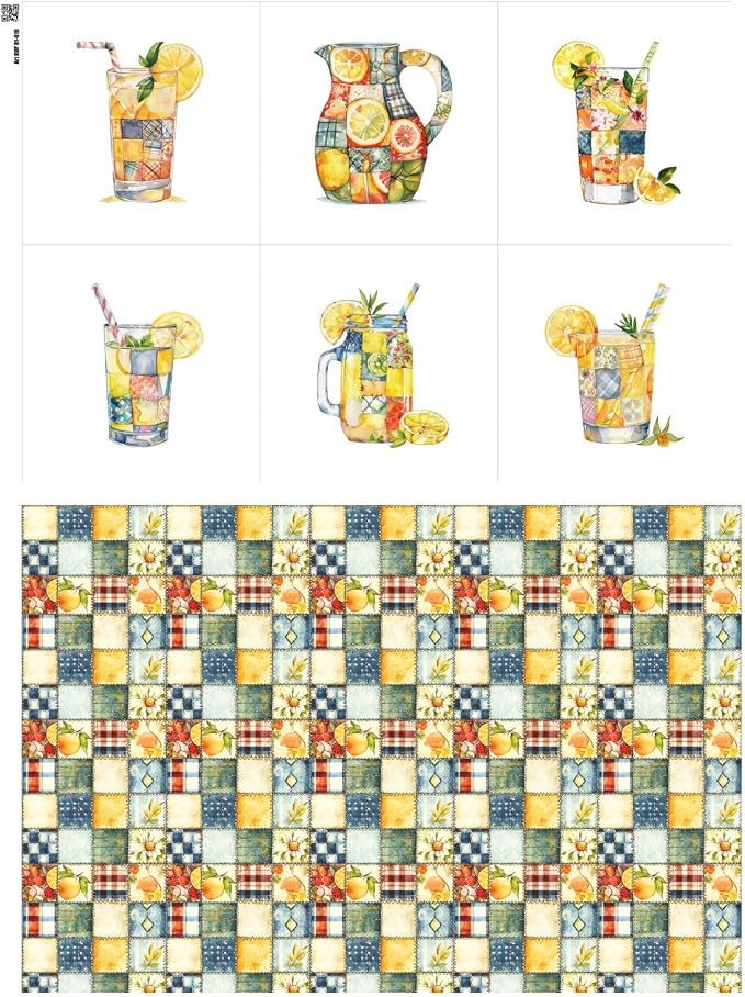 Summer Lemon Patchwork Cotton Fabric Panel – Six 10×10 inch Designs + Bonus by FabricsTown