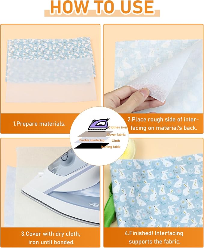 PLANTIONAL Light Weight White Iron-On Non-Woven Fusible Interfacing: 16.5" x - Image 6