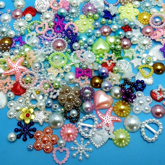 Amaney Around 300pcs 4-20mm Mixed Styles Crafts Material Kit Flatback - Image 2