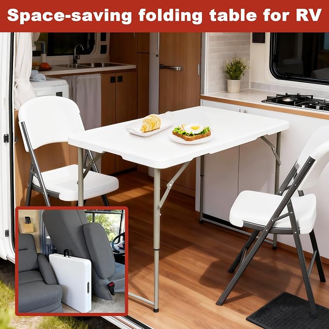 Elevon Folding Table, 4 Feet Heavy Duty Fold-in-Half Utility Table Indoor - Image 3