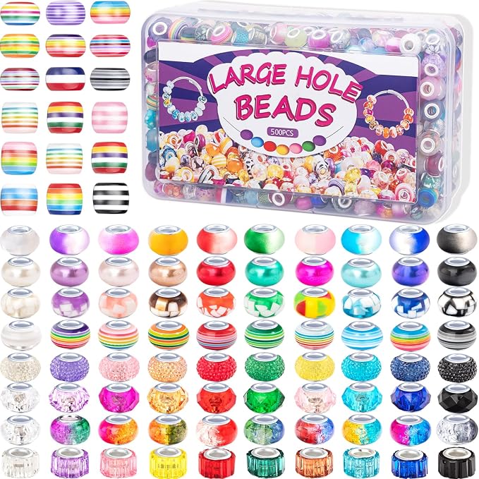 500 Pcs European Large Hole Beads by BRACELETMAKINGKIT