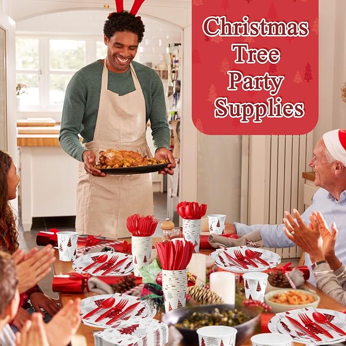 Pickmesh 400 Pcs Christmas Party Supplies Red Silver Xmas Tree Snowflake - Image 4