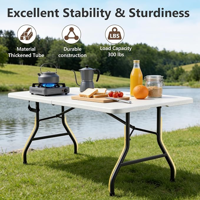 Folding Table, 6 FT Foldable Plastic Table - Image 5