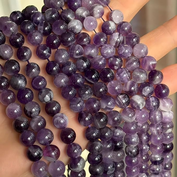 MJDCB Natural Dreamy Amethyst Beads Round Stone Beads DIY Loose Beads - Image 6