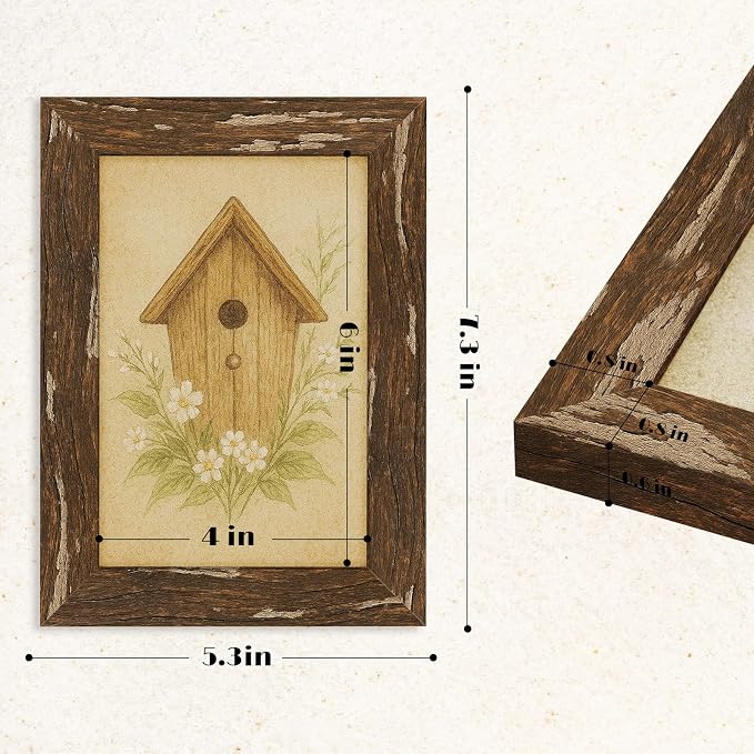 puthiac 4x6 Rustic Farmhouse Picture Frame, Warm Walnut, 1 Pack | Distressed - Image 5