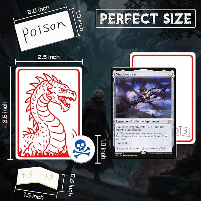 All-in-One Dry Erase MTG Tokens Gift Bundles - 50 Reusable Proxy Cards + 75 Blank Acrylic Counters & Tags Set with 5 Color-Coded Markers for TCG Players, Commander Decks & D&D