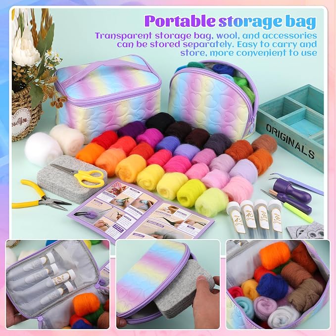Mayboos Needle Felting Kit, 50 Colors Wool Roving Set - Image 6