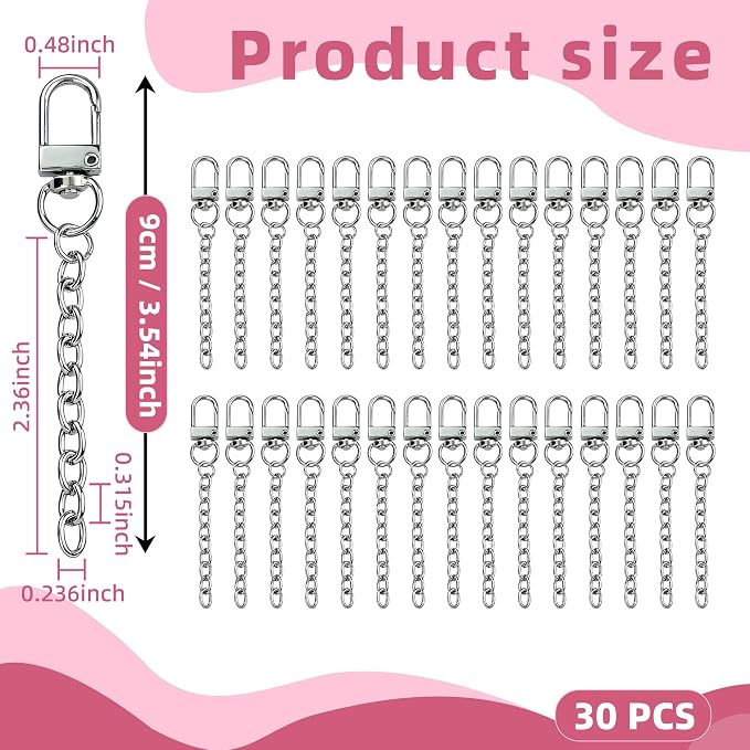 NCIWAN 30 PCS Keychain Making Kit Swivel Snap Hook Lobster Claw Clasps and - Image 3