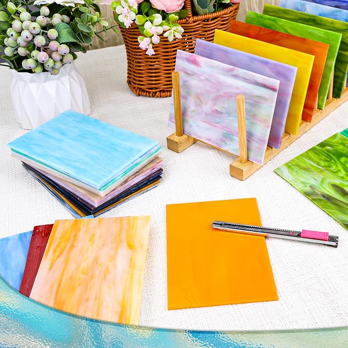 36 Sheets Opaque Stained Glass Bulk Variety Pack, 4 x 6 Inch Mosaic Glass Tiles - Image 6