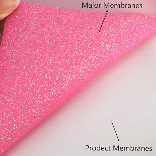 FUNKAKA Glitter Fluorescent Pink HTV Heat Transfer Vinyl Rolls, 12" x 8ft PU Iron on Vinyl for T-Shirts Glitter HTV Vinyl for All Cutter Machines Easy to Cut & Weed for DIY Design