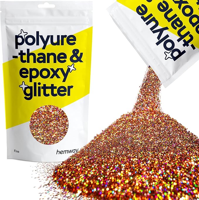 Hemway Polyurethane & Epoxy Resin Glitter 100g / 3.5oz Metallic Crystal Flake Additive for Flooring Jewelry Tumblers Glass Pigment - Fine (1/64" 0.015" 0.4mm) - Bronze Brown Holographic