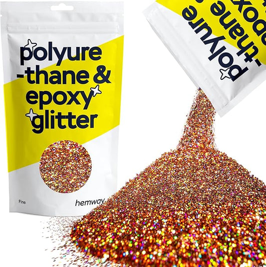 Hemway Polyurethane & Epoxy Resin Glitter 100g / 3.5oz Metallic Crystal Flake Additive for Flooring Jewelry Tumblers Glass Pigment - Fine (1/64" 0.015" 0.4mm) - Bronze Brown Holographic