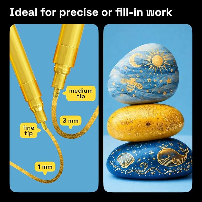 ARTISTRO 5 Gold Paint Pen for Rock, Painting - Image 4