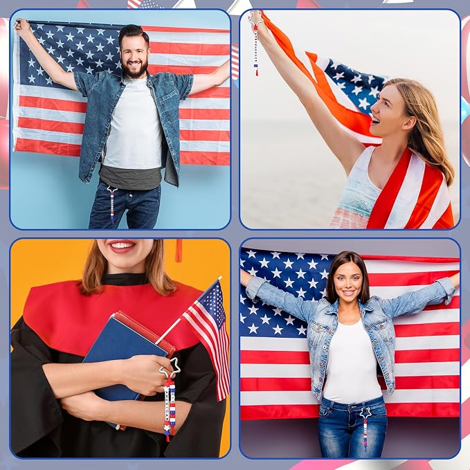 Landical 564 Pcs Patriotic Keychain DIY Making Kit Star Bead Keychain Kit - Image 8