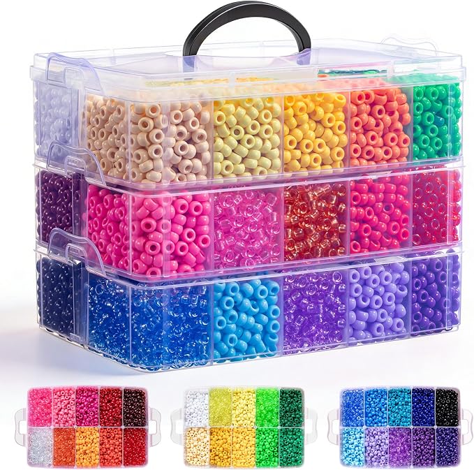 Simetufy 10000Pcs Pony Beads Bulk, 30 Colors Rainbow Kandi Beads by Simetufy