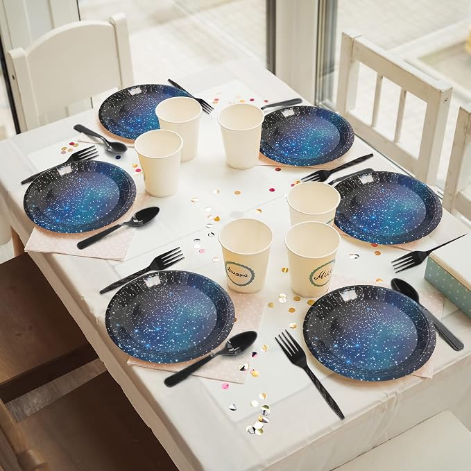 96 Pcs Galaxy Party Starry Night Supplies Tableware Set Outer Space Theme - Image 6