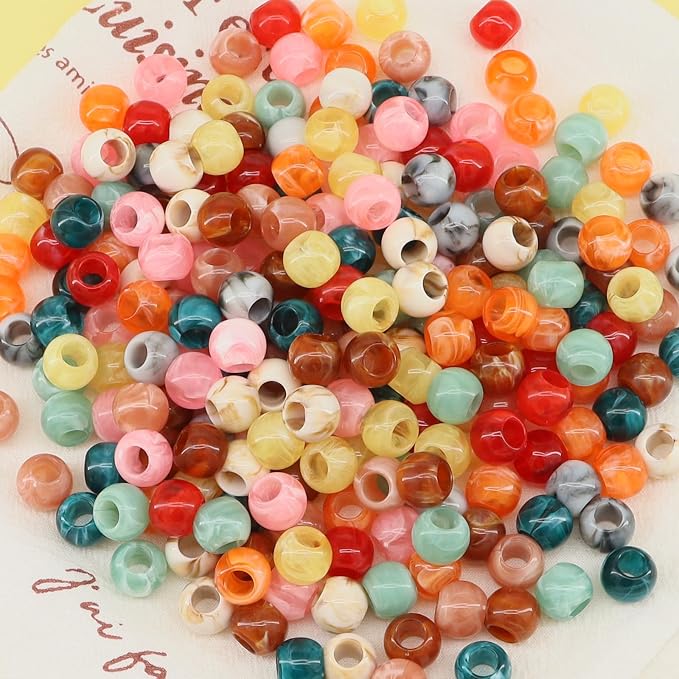 350pcs 12mm Acrylic Colorful Pop Spring Large Hole Rainbow Macrame Beads - Image 3