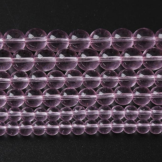 4mm 90pcs Smooth Rose Pink Glass Beads Quartz Crystal Round Loose Beads for Jewelry Making DIY Bracelet Necklace