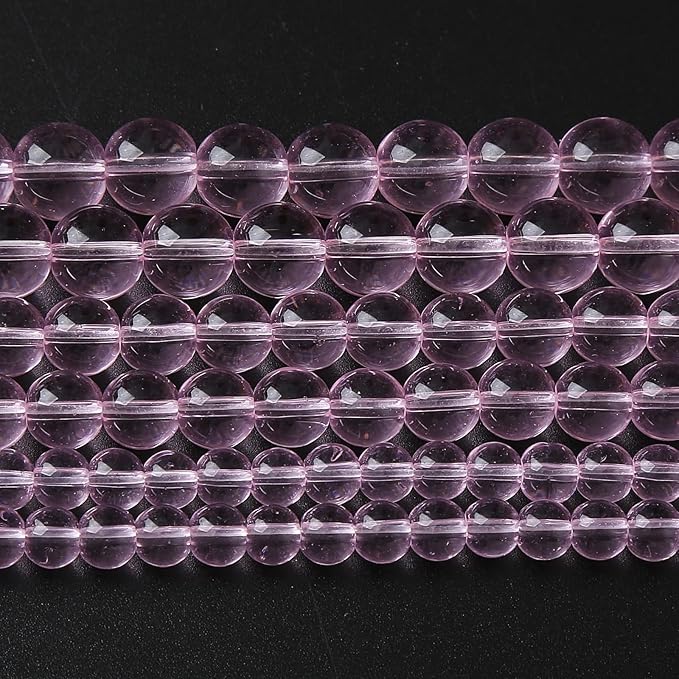 6mm 60pcs Smooth Rose Pink Glass Beads Quartz Crystal Round Loose Beads for Jewelry Making DIY Bracelet Necklace