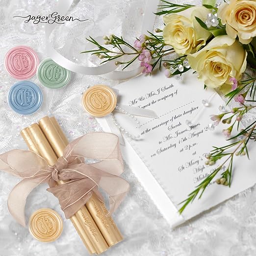 Green Wax Seal Sticks, 8 Pack, Perfect for Wedding Invitations, Envelopes, Cards & More