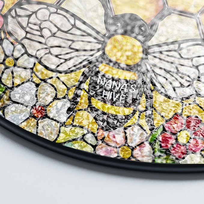LOVELYPOD Custom Grandma’s Bee Stained Glass Sun Catcher, Personalized Window - Image 3
