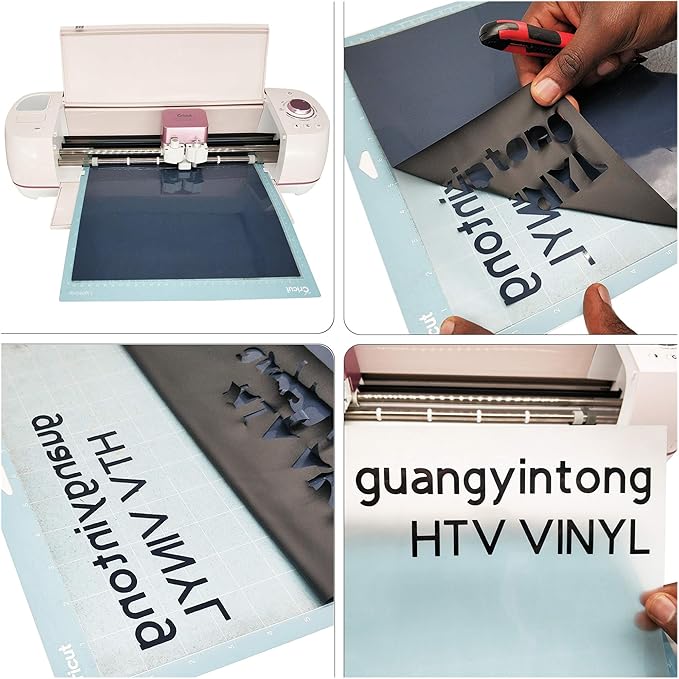 guangyintong Heat Transfer Vinyl Black HTV Rolls, 12" x 12ft Black Iron on Vinyl for T-Shirts, Matte Surface Black HTV Vinyl for All Cutter Machine Easy to Cut & Weed for Heat Vinyl DIY Design