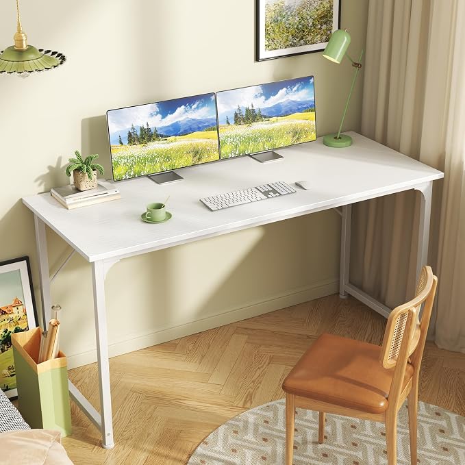 Huuger Computer Desk, 55 Inch Home Office Desk, Gaming Writing Work from Home - Image 2