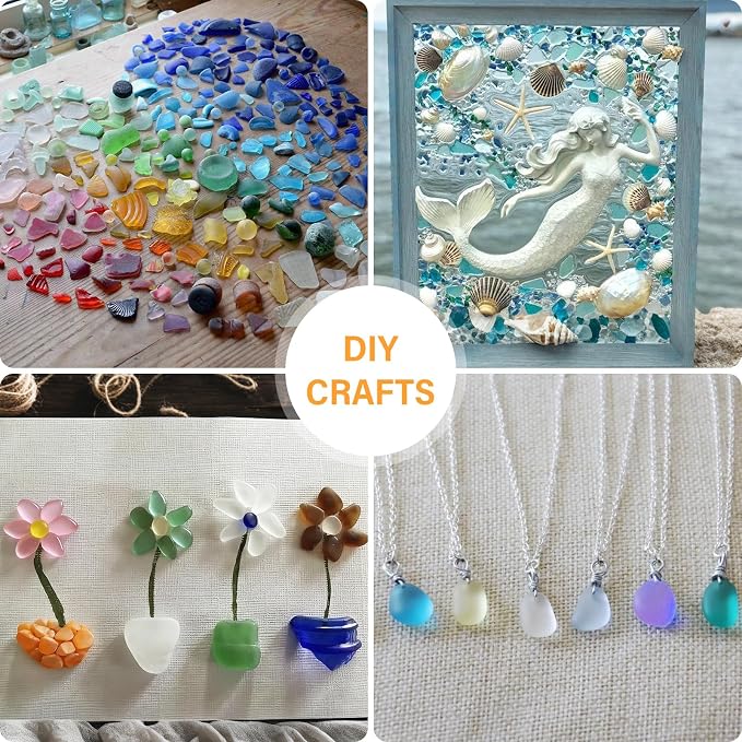 QEQEKAKA Sea Glass Stones for Crafts About 1LB Glass Pebbles Gemstones Bulk for - Image 2