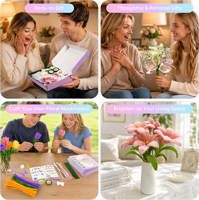 800PCS Pipe Cleaners Flower Kit, Thick Green Pipe Cleaner Bulk Craft | 16 - Image 7